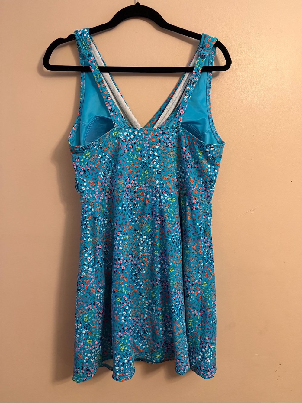 Turquoise Floral Swim Dress - Picture 2 of 4